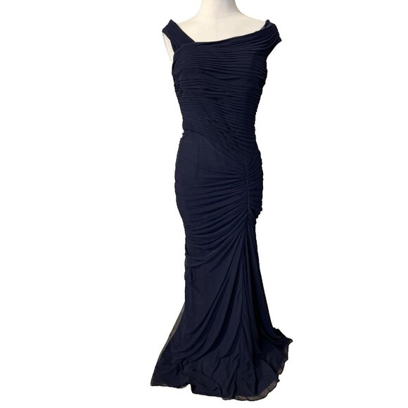 Tadashi Dress L Large Navy Blue Long Formal Maxi Party Cruise Wedding Event - Picture 1 of 13